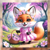 Whimsical cartoon fox meisje dierlijke kunst venst raamsticker (Vel 2)