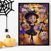 Whimsical Cartoon Halloween Dance Party AI Generat Poster