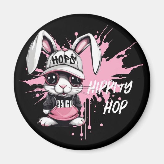 Whimsical Cartoon Hip Hop Bunny Magneet (Voorkant)