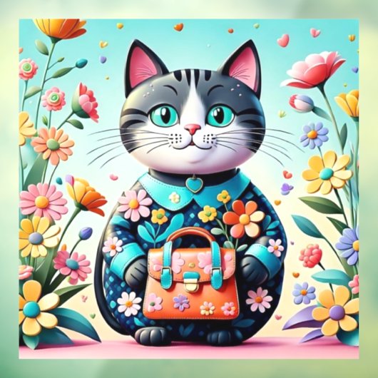 Whimsical cartoon kattendier kunst kinderen kamer  raamsticker (Vel 3)