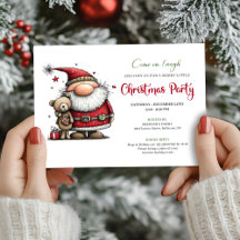 Whimsical Cartoon Santa Claus Holiday Party Invite
