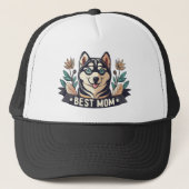 Whimsical Cartoon Siberische Husky Dog Moeder Trucker Pet (Voorkant)