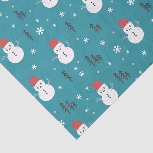 Whimsical Cartoon Sneeuwmannen in de Winter Tissuepapier (Detail)