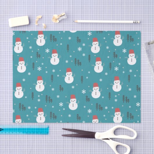 Whimsical Cartoon Sneeuwmannen in de Winter Tissuepapier (Craft)