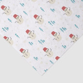 Whimsical Cartoon Sneeuwmannen in Witte Winter Tissuepapier (Detail)