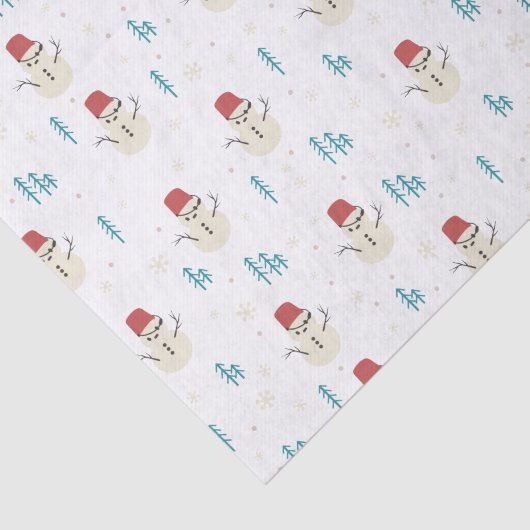 Whimsical Cartoon Sneeuwmannen in Witte Winter Tissuepapier (Detail)