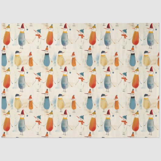 Whimsical cartoon sneeuwpoppen tissuepapier (Voorkant)