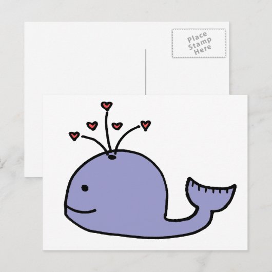 Whimsical Cartoon Whale Briefkaart (Voorkant / Achterkant)