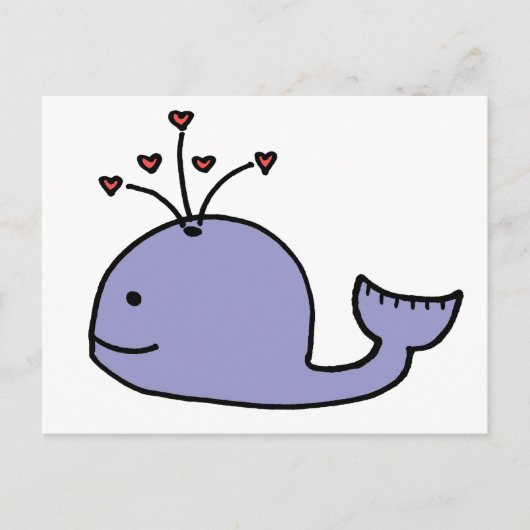 Whimsical Cartoon Whale Briefkaart (Voorkant)