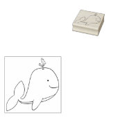 Whimsical Cartoon Whale Outline Rubber Art Stamp Rubberstempel (Gestempeld)