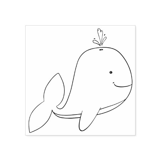 Whimsical Cartoon Whale Outline Rubber Art Stamp Rubberstempel (Afrduk)