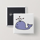 Whimsical Cartoon Whale Vierkante Button 5,1 Cm (Voorkant /achterkant)