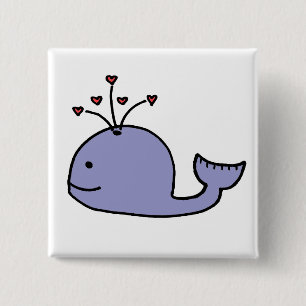 Whimsical Cartoon Whale Vierkante Button 5,1 Cm