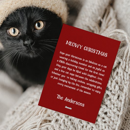 Whimsical Cartoon Xmas Cute Cats Meowy Christmas  Feestdagenkaart