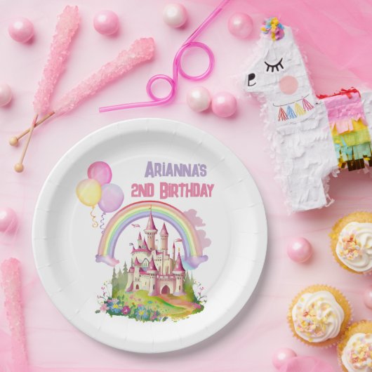 Whimsical Castle Balloons 2e verjaardag Papieren Bordje (Feest)