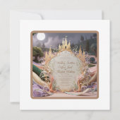 Whimsical Castle Huwelijksuitnodiging: een sprookj Kaart (Achterkant)