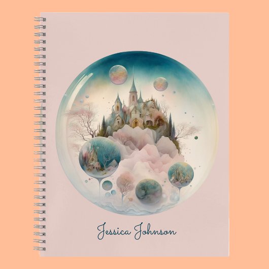 Whimsical Castle Roze Spiraal Patroon Notitieboek