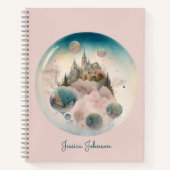 Whimsical Castle Roze Spiraal Patroon Notitieboek (Voorkant)