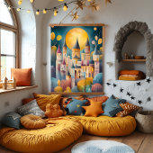 Whimsical Castle Village kunstwerk Hangend Wandkleed