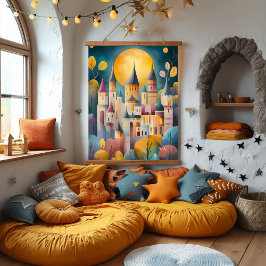 Whimsical Castle Village kunstwerk Hangend Wandkleed