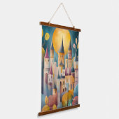 Whimsical Castle Village kunstwerk Hangend Wandkleed (Gebogen)