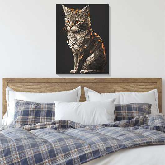 Whimsical Cat abstract Canvas Afdruk (Insitu (Slaapkamer))