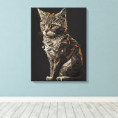 Whimsical Cat abstract Canvas Afdruk (Insitu (Houten vloer))