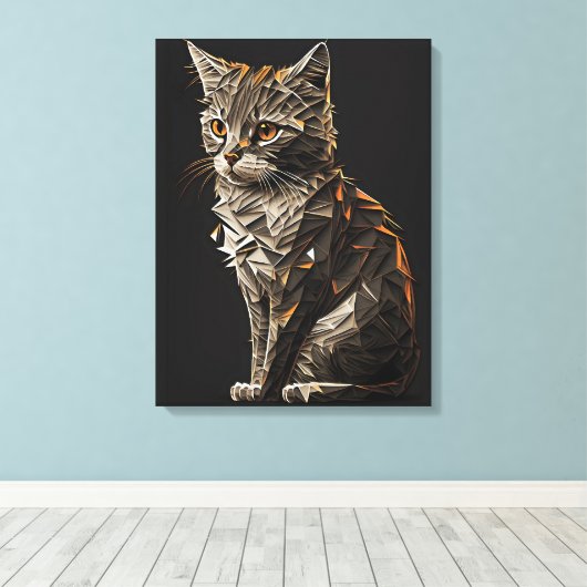 Whimsical Cat abstract Canvas Afdruk (Insitu (Houten vloer))