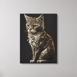 Whimsical Cat abstract Canvas Afdruk