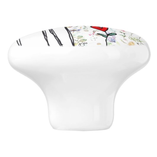 Whimsical Cat and Bee door Knob Keramische Knop (Zijkant)