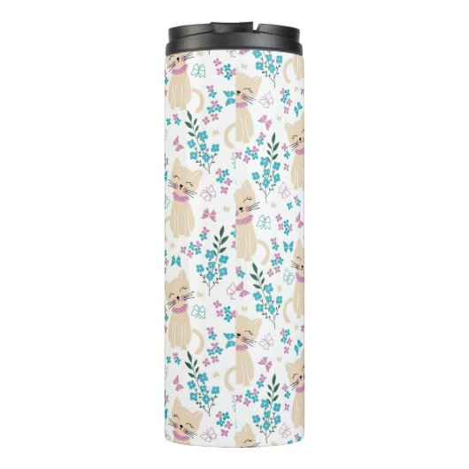 Whimsical Cat and Butterfly Line Art Thermosbeker (Achterkant)