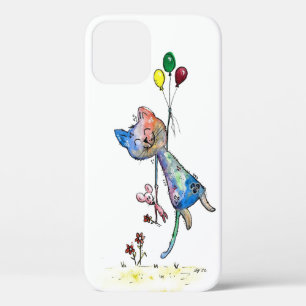 Whimsical Cat and Mouse met ballonnen Case-Mate iPhone Case