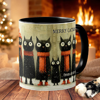 Whimsical Cat Art Merry Catmas Christmas Koffiemok
