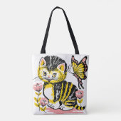 Whimsical Cat Art Tas – Stijlvol en functioneel (Achterkant)