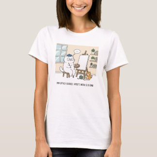 Whimsical Cat Artist Muse Creative Studio Humorous T-shirt