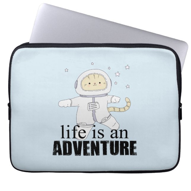 Whimsical Cat Astronaut Life Adventure Laptop Sleeve (Voorkant)
