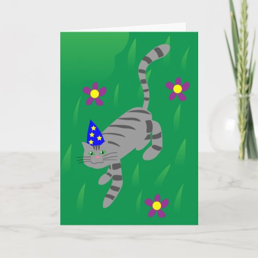 Whimsical Cat Birthday, heb een Gesponnen-effect B Kaart (Voorkant)