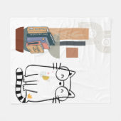 Whimsical Cat & Boekenplank Fleece Deken (Voorkant (Horizontaal))