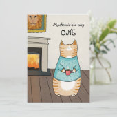 Whimsical Cat Cozy ONE Cat Winter 1e verjaardag Kaart (Staand voorkant)
