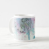 Whimsical Cat & Dandelion: Bloemkunst Koffiemok (Voorkant links)