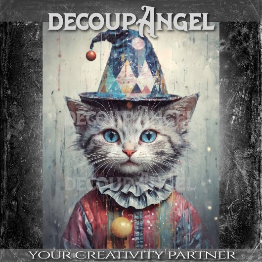 Whimsical Cat Decoupage Tissuepapier