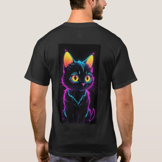 Whimsical Cat Dream CollBasic Donker T-shirt (Achterkant)
