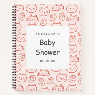 Whimsical Cat Face Baby shower Cadeaulijst Notitieboek