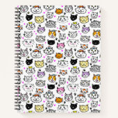 Whimsical Cat Faces Pattern Notitieboek (Voorkant)