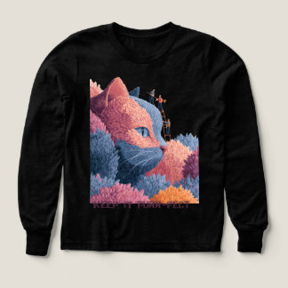 Whimsical Cat Floral T-shirt voor meisjes