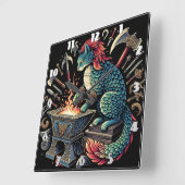 Whimsical Cat Forging Wapens bij Fantasy Workshop Vierkante Klok (Hoek)