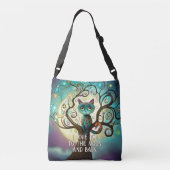 Whimsical Cat Full Moon Artwork Ik hou van je Crossbody Tas (Achterkant)