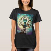 Whimsical Cat Full Moon Artwork Ik hou van je T-shirt (Voorkant)