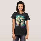 Whimsical Cat Full Moon Artwork Ik hou van je T-shirt (Voorkant volledig)
