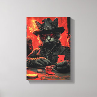 Whimsical Cat Gambler - Speelse katachtige kunstwe Canvas Afdruk